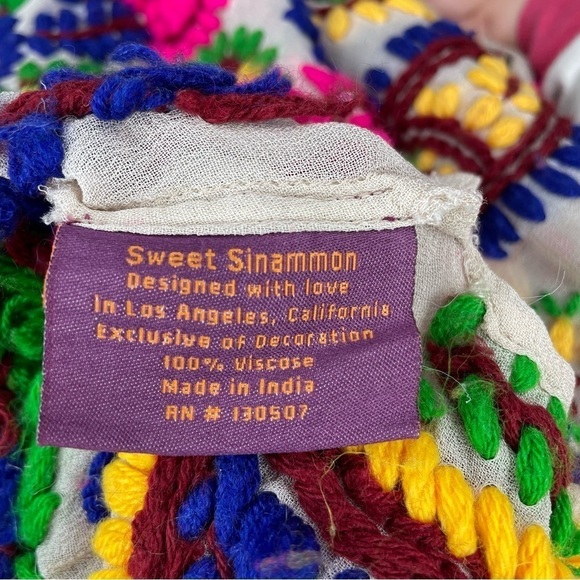 Sweet Sinammon Multicolor Floral Paisley Yarn Embroidered Blouse Top Small - Picture 6 of 11